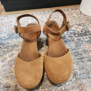 Brown Suede Ankle Strap Sandals